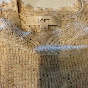 LOFT Cream Speckled Crew Neck Sweater
